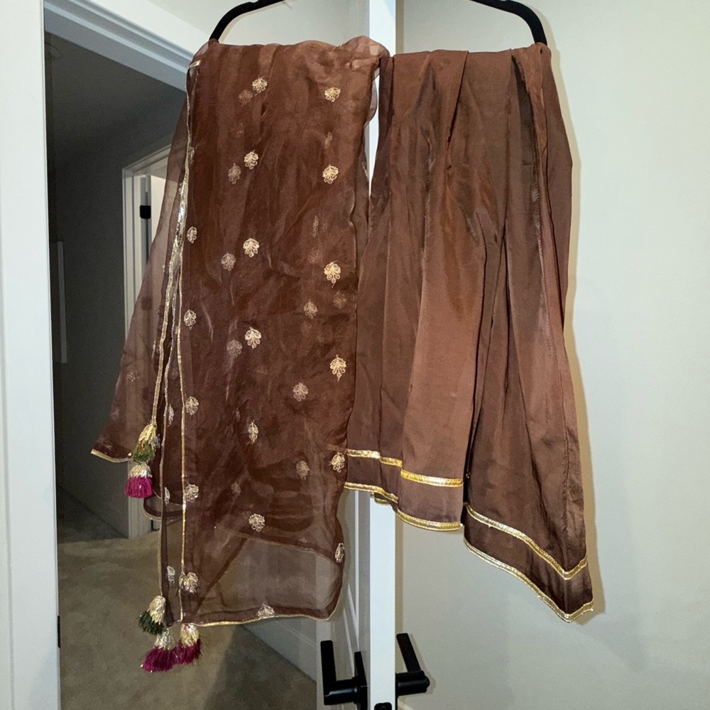 DYOT Raw Silk 3 piece Pakistani Suit - Picture 4 of 5